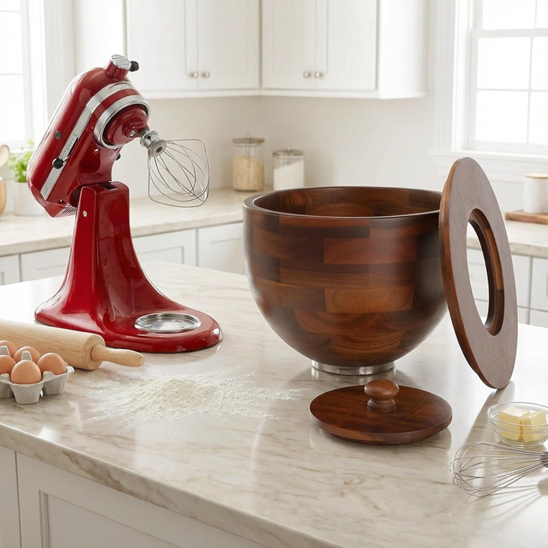 ◉Wood Mixing Bowl for Kitchen  - Kitchenaid Mixer Hand Mixer recension och pris